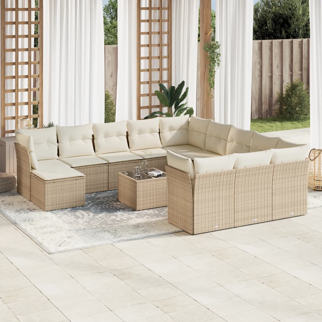 13-delige Loungeset met kussens poly rattan beige is nu te koop bij PeponiXL, paradijselijk wonen!