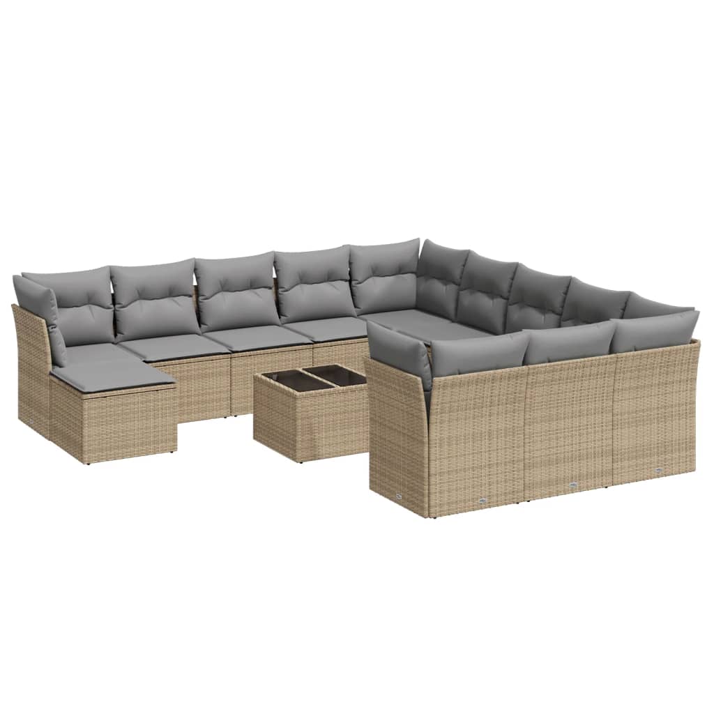 13-delige Loungeset met kussens poly rattan beige is nu te koop bij PeponiXL, paradijselijk wonen!