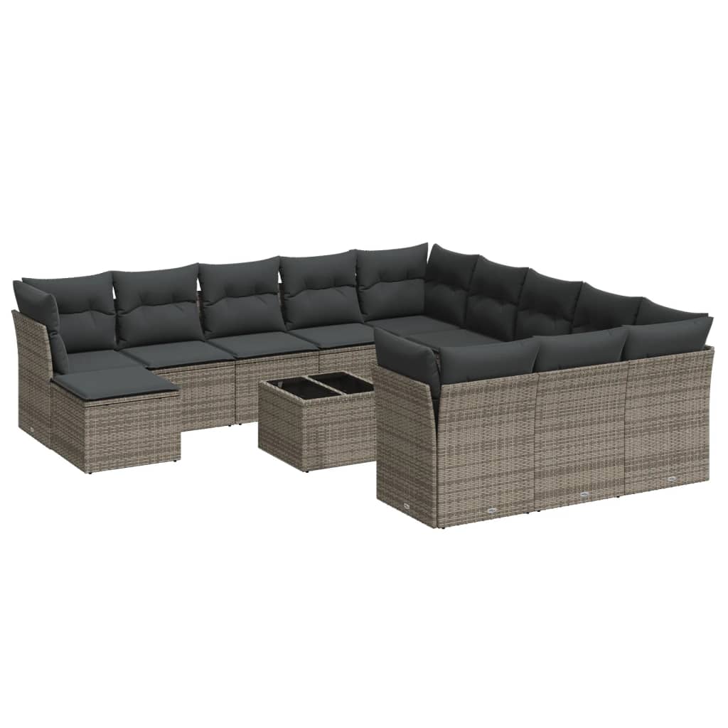 13-delige Loungeset met kussens poly rattan grijs is nu te koop bij PeponiXL, paradijselijk wonen!