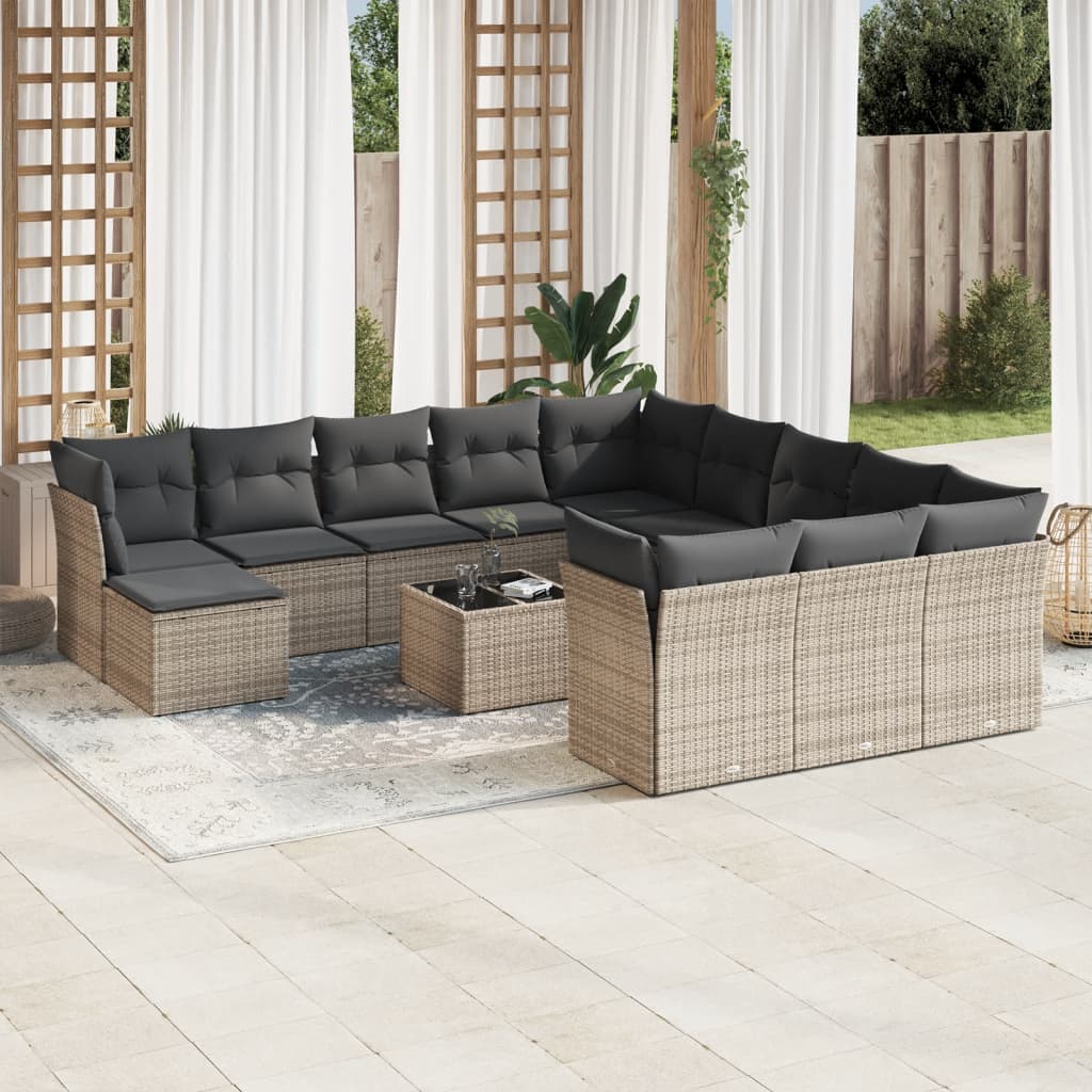 13-delige Loungeset met kussens poly rattan grijs is nu te koop bij PeponiXL, paradijselijk wonen!