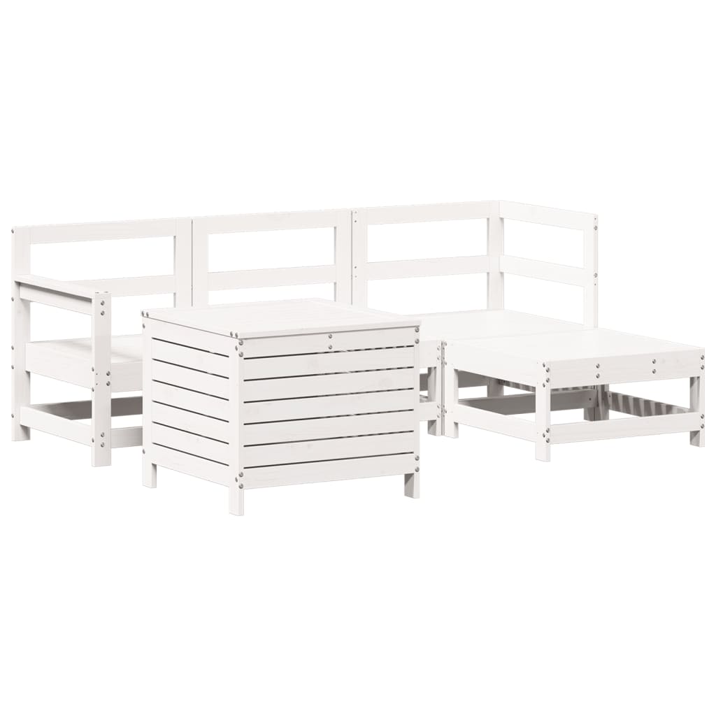 5-delige Loungeset massief grenenhout wit is nu te koop bij PeponiXL, paradijselijk wonen!