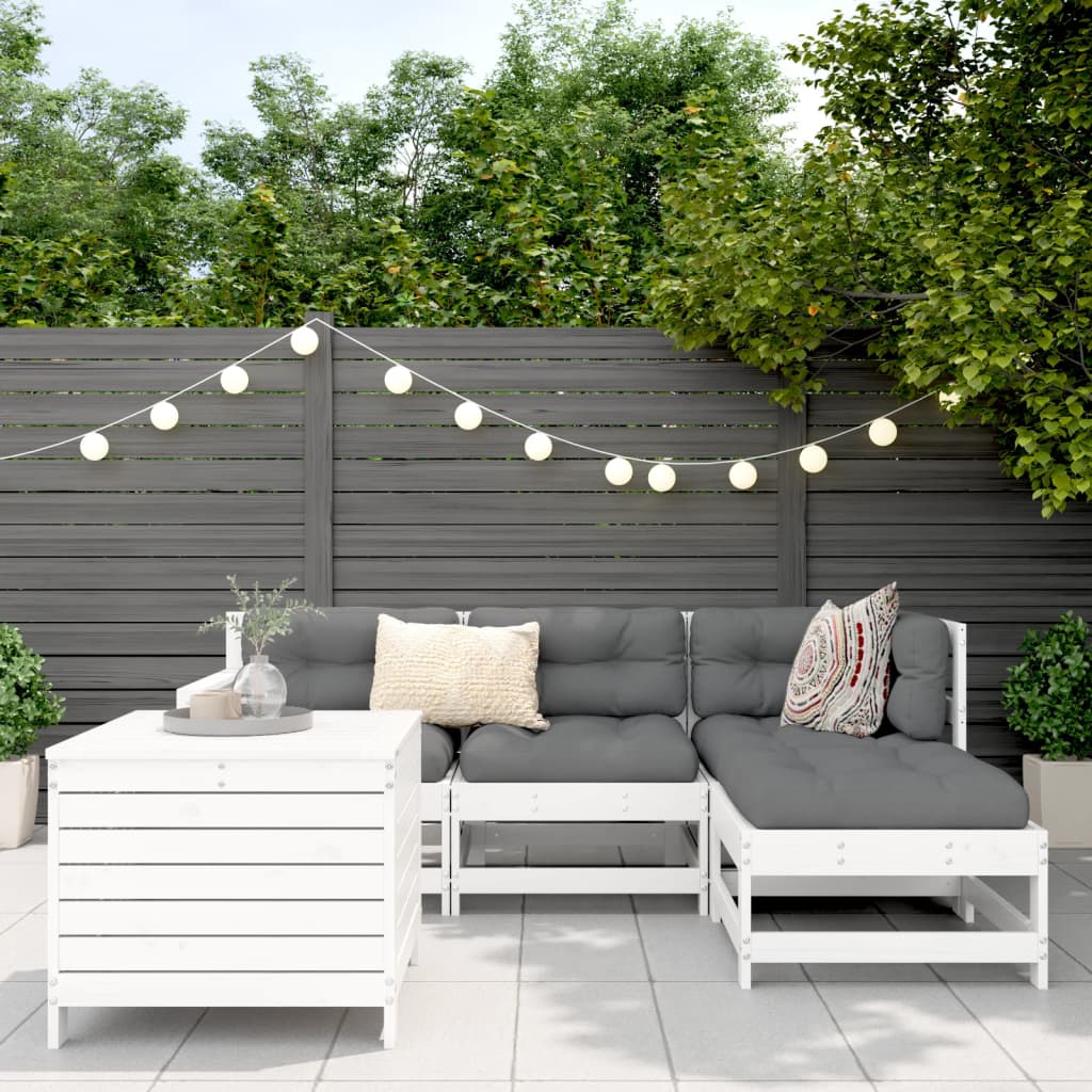 5-delige Loungeset massief grenenhout wit is nu te koop bij PeponiXL, paradijselijk wonen!
