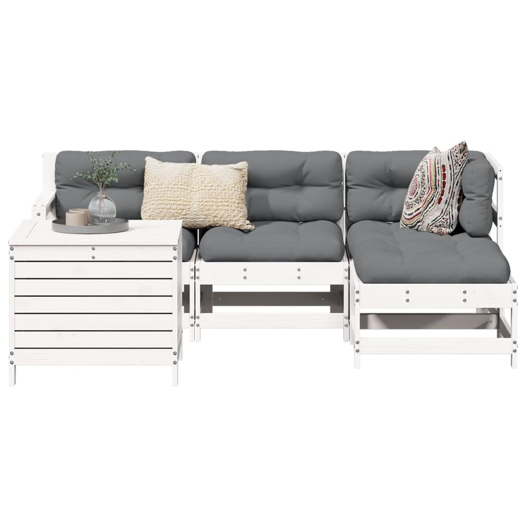 5-delige Loungeset massief grenenhout wit is nu te koop bij PeponiXL, paradijselijk wonen!