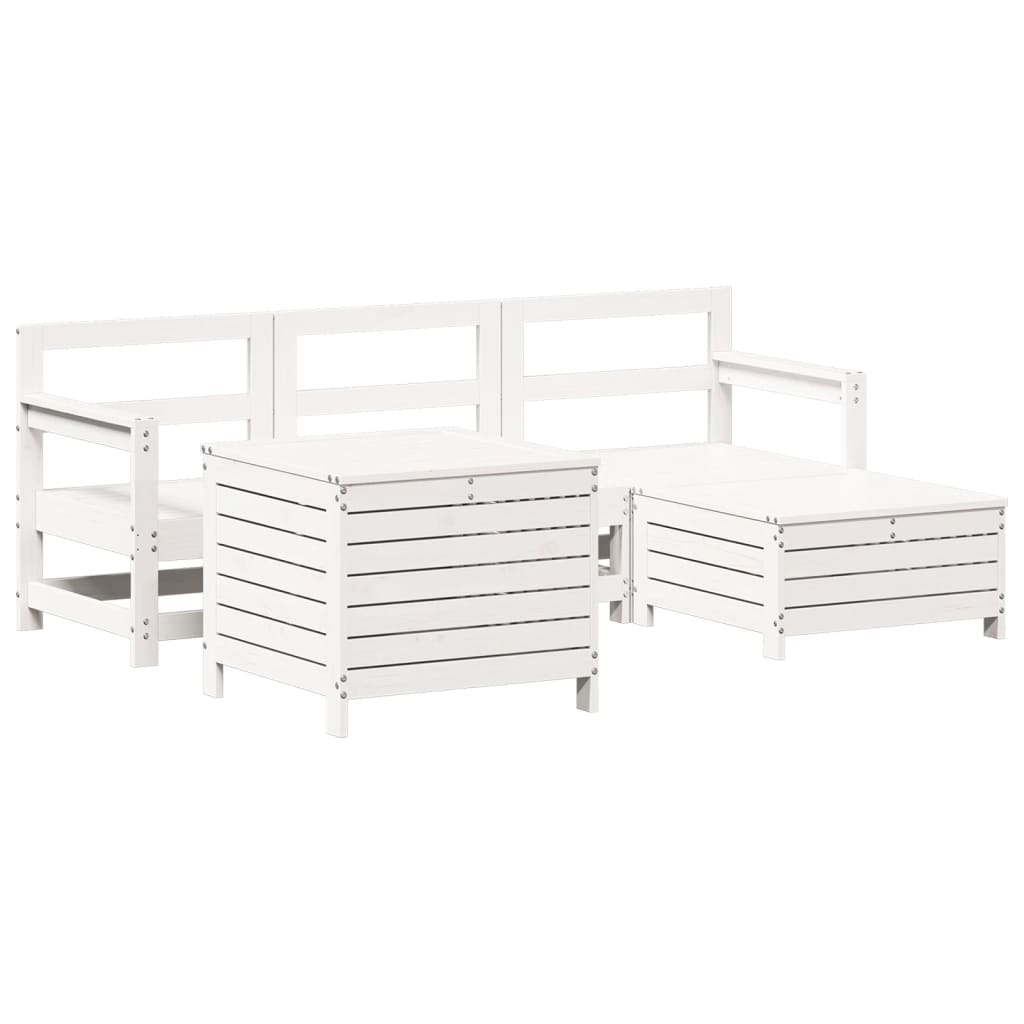 5-delige Loungeset massief grenenhout wit is nu te koop bij PeponiXL, paradijselijk wonen!