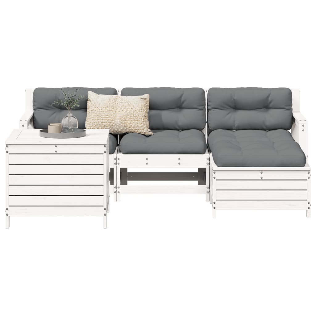 5-delige Loungeset massief grenenhout wit is nu te koop bij PeponiXL, paradijselijk wonen!