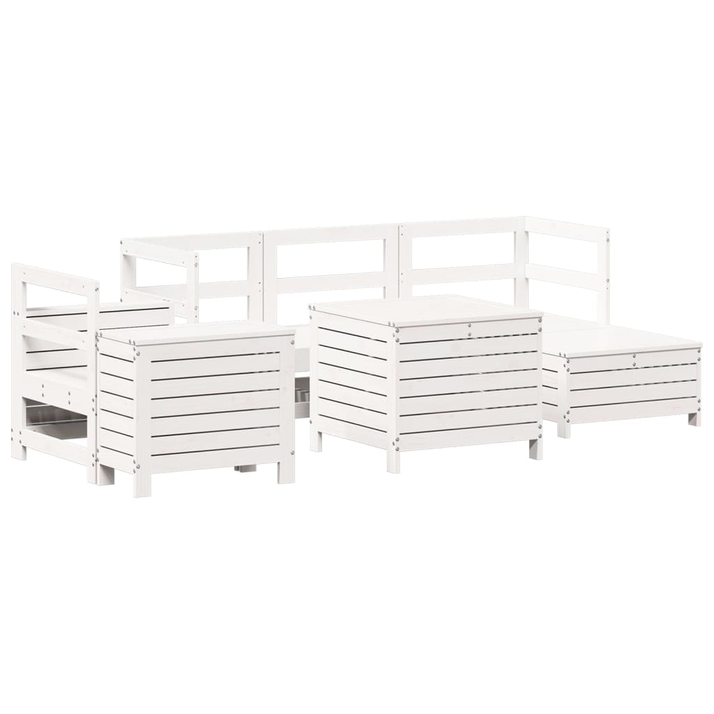 7-delige Loungeset massief grenenhout wit is nu te koop bij PeponiXL, paradijselijk wonen!