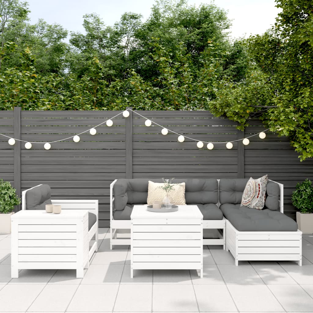 7-delige Loungeset massief grenenhout wit is nu te koop bij PeponiXL, paradijselijk wonen!