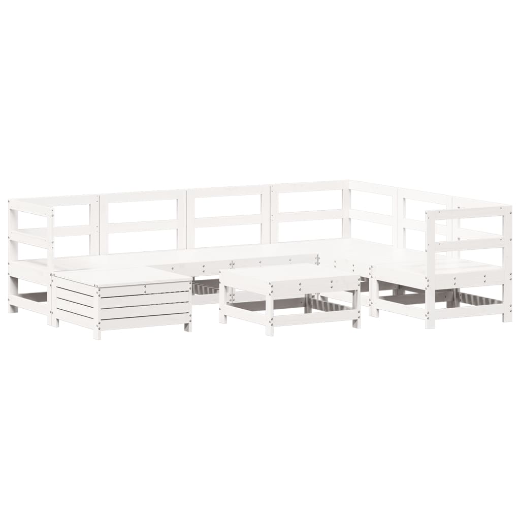 8-delige Loungeset massief grenenhout wit is nu te koop bij PeponiXL, paradijselijk wonen!
