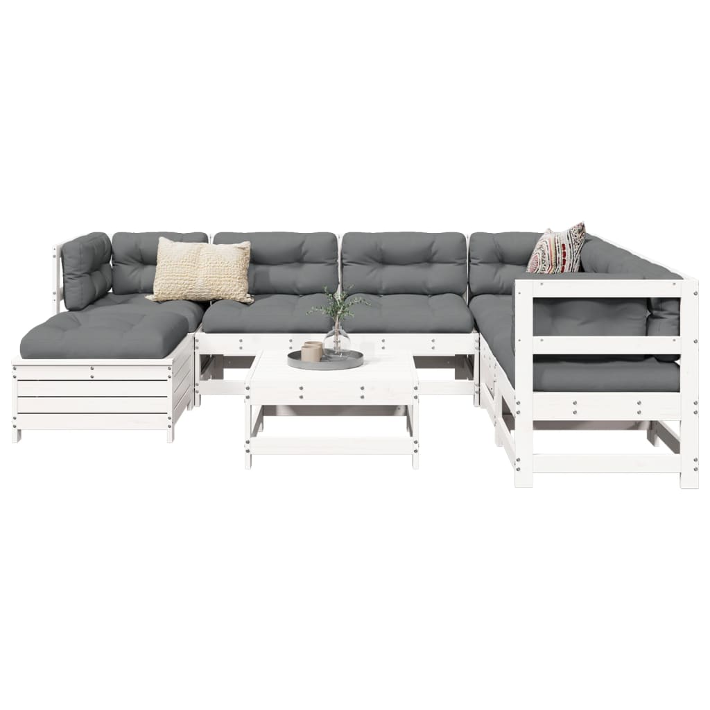 8-delige Loungeset massief grenenhout wit is nu te koop bij PeponiXL, paradijselijk wonen!