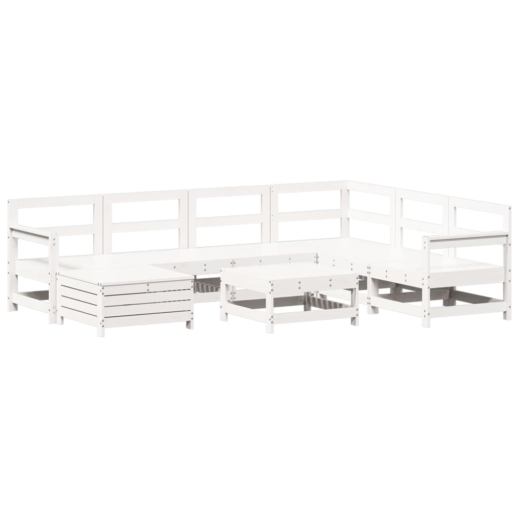 8-delige Loungeset massief grenenhout wit is nu te koop bij PeponiXL, paradijselijk wonen!