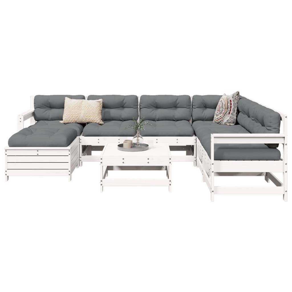 8-delige Loungeset massief grenenhout wit is nu te koop bij PeponiXL, paradijselijk wonen!