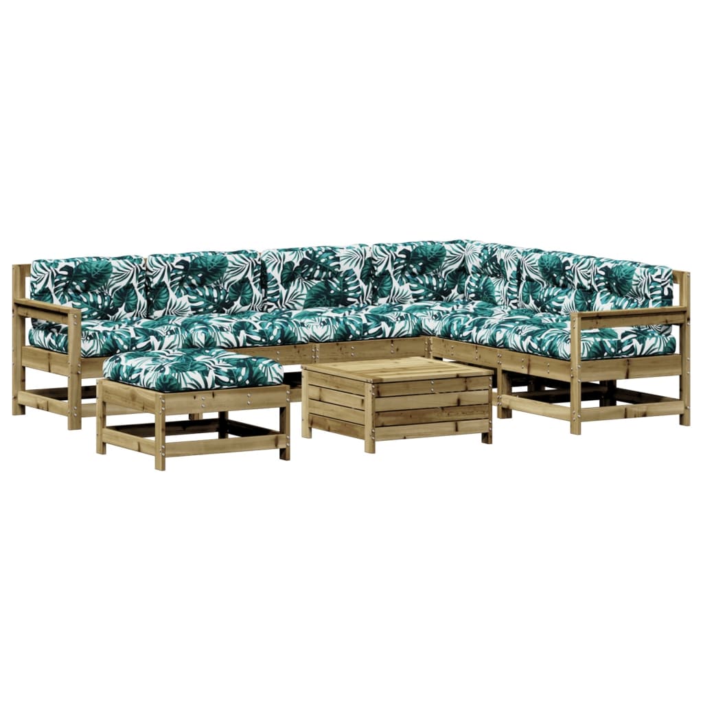 8-delige Loungeset met kussens geïmpregneerd grenenhout is nu te koop bij PeponiXL, paradijselijk wonen!