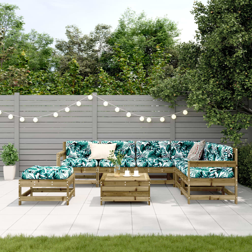 8-delige Loungeset met kussens geïmpregneerd grenenhout is nu te koop bij PeponiXL, paradijselijk wonen!