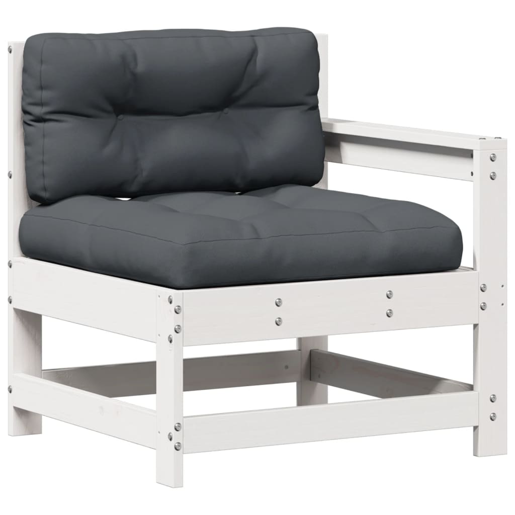 8-delige Loungeset met kussens massief grenenhout wit