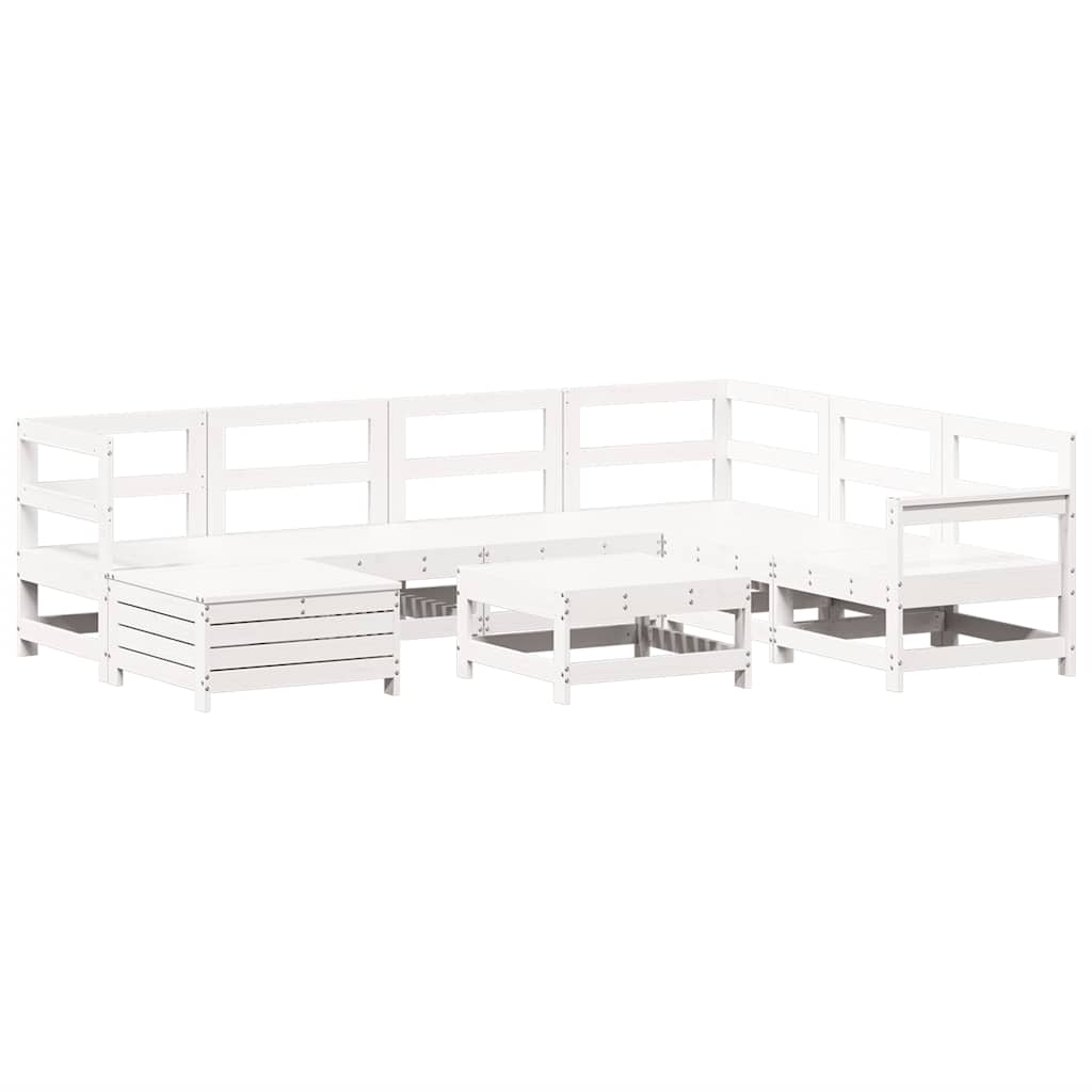 8-delige Loungeset massief grenenhout wit is nu te koop bij PeponiXL, paradijselijk wonen!