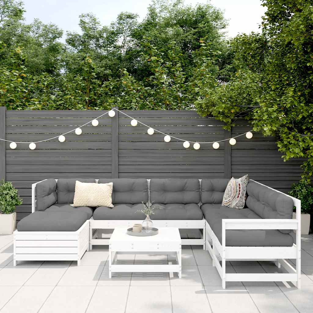 8-delige Loungeset massief grenenhout wit is nu te koop bij PeponiXL, paradijselijk wonen!