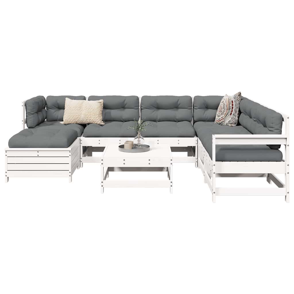 8-delige Loungeset massief grenenhout wit is nu te koop bij PeponiXL, paradijselijk wonen!