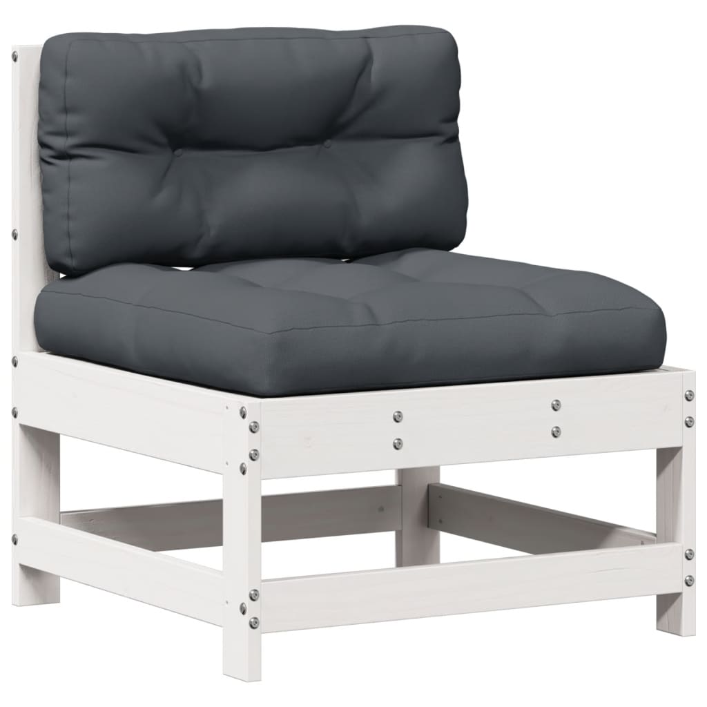 8-delige Loungeset met kussens massief grenenhout wit