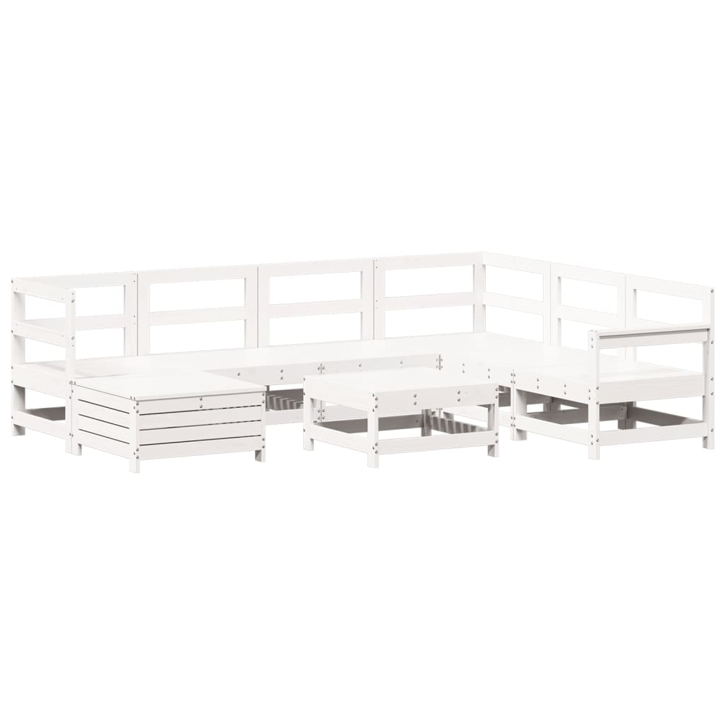 8-delige Loungeset massief grenenhout wit is nu te koop bij PeponiXL, paradijselijk wonen!