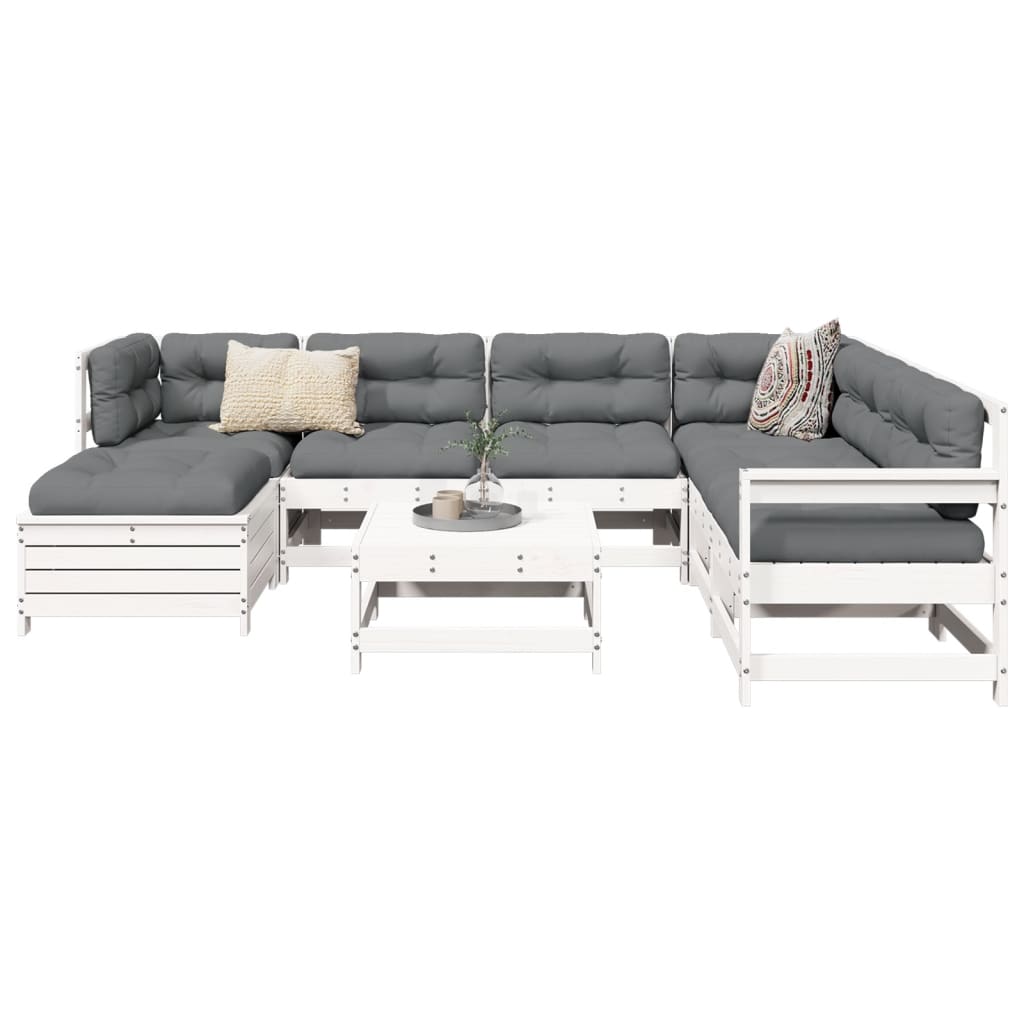 8-delige Loungeset massief grenenhout wit is nu te koop bij PeponiXL, paradijselijk wonen!