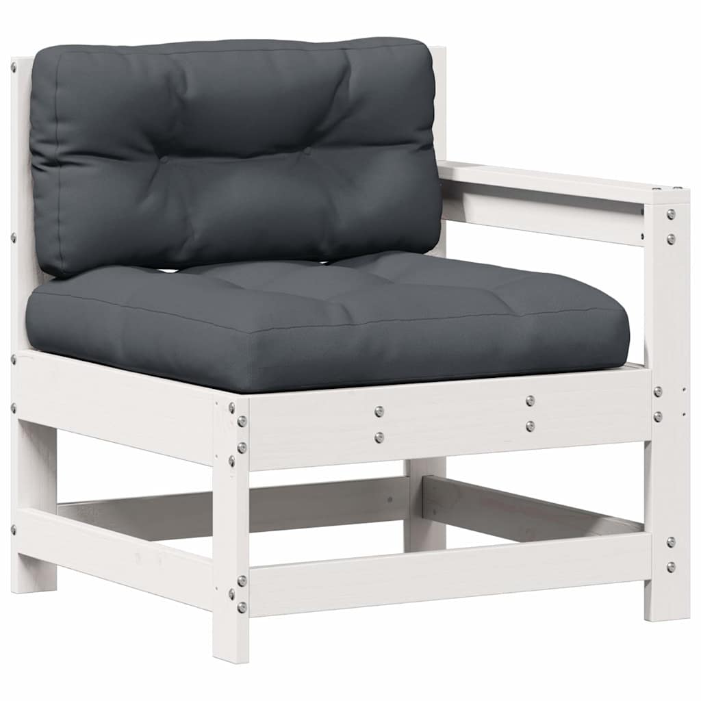 8-delige Loungeset met kussens massief grenenhout wit