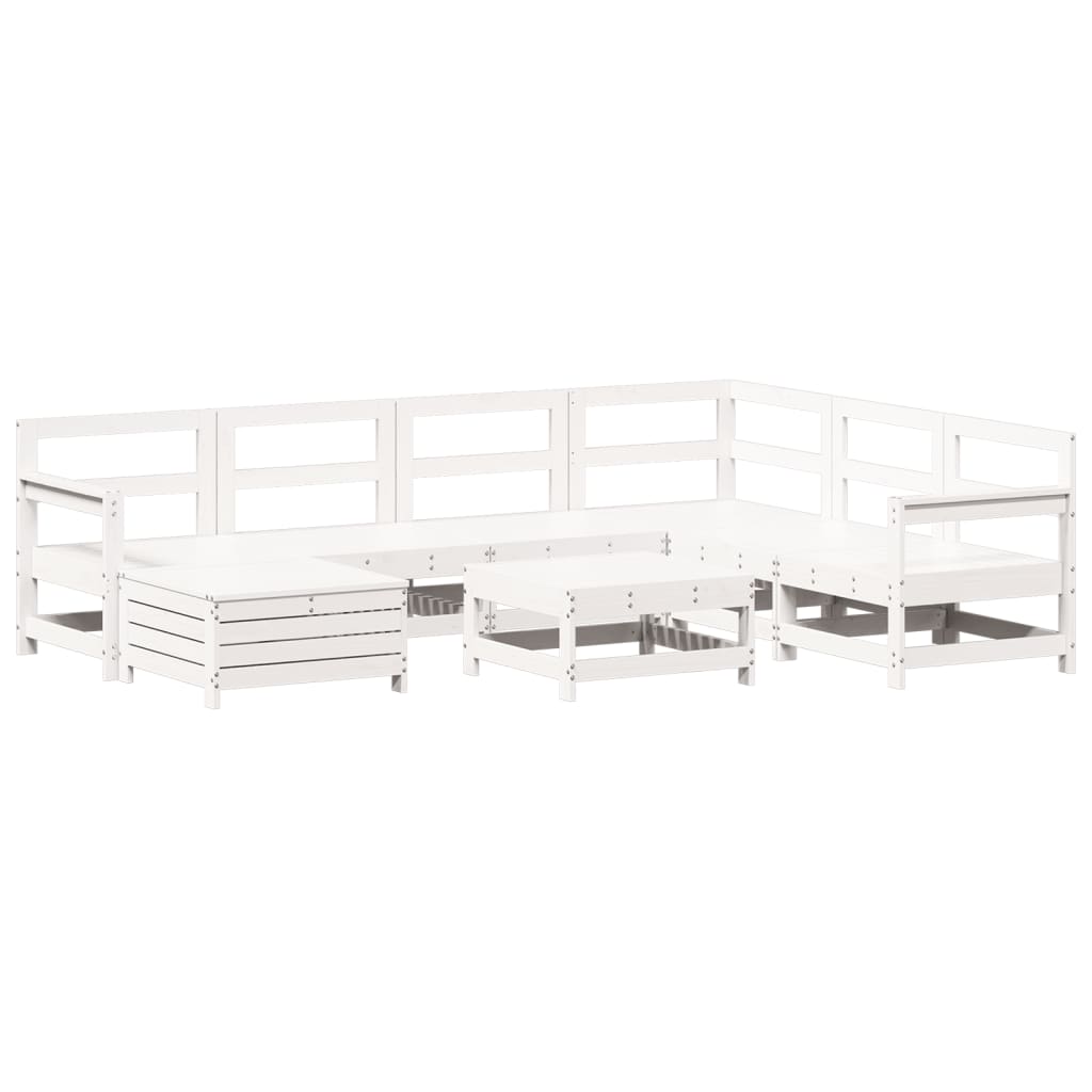 8-delige Loungeset massief grenenhout wit is nu te koop bij PeponiXL, paradijselijk wonen!