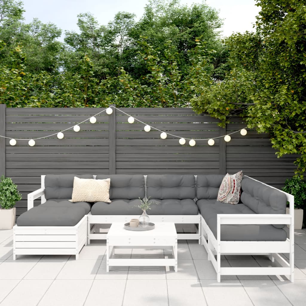 8-delige Loungeset massief grenenhout wit is nu te koop bij PeponiXL, paradijselijk wonen!