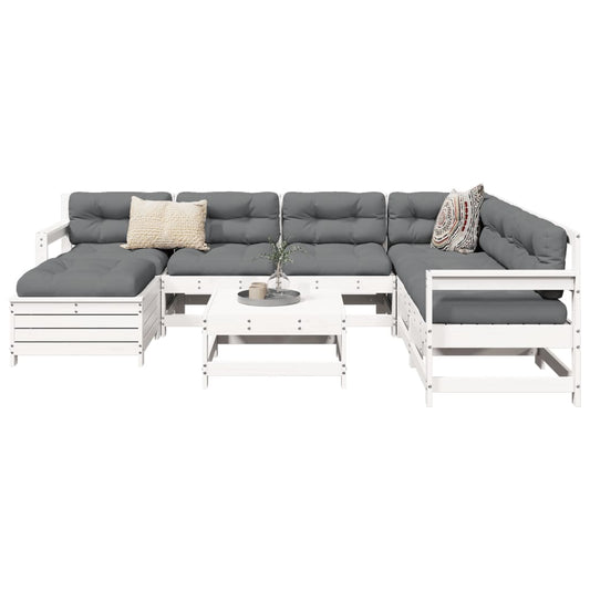 8-delige Loungeset massief grenenhout wit is nu te koop bij PeponiXL, paradijselijk wonen!
