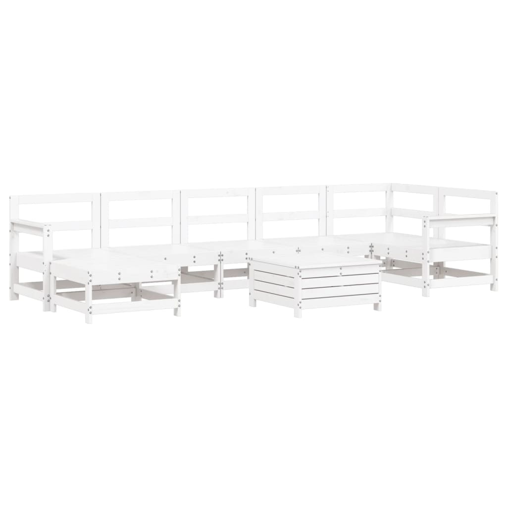 8-delige Loungeset massief grenenhout wit is nu te koop bij PeponiXL, paradijselijk wonen!