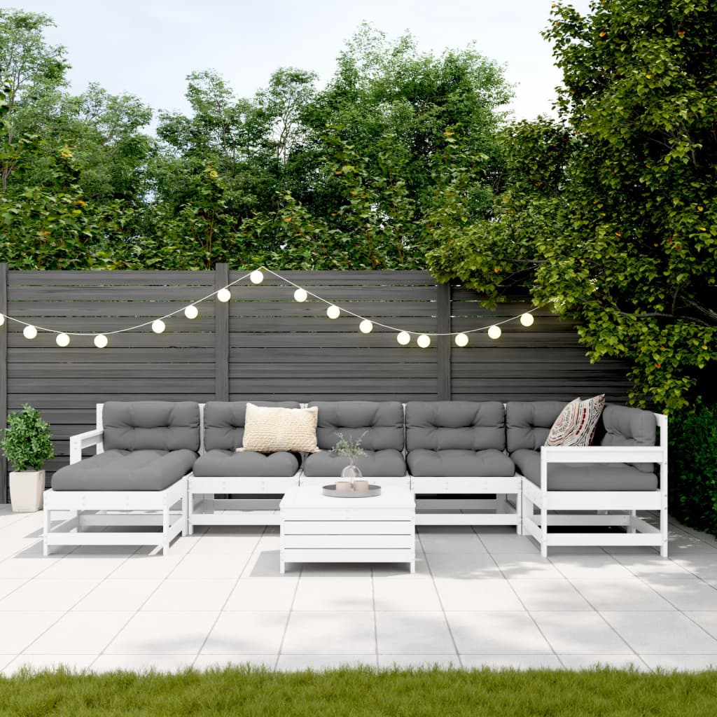 8-delige Loungeset massief grenenhout wit is nu te koop bij PeponiXL, paradijselijk wonen!