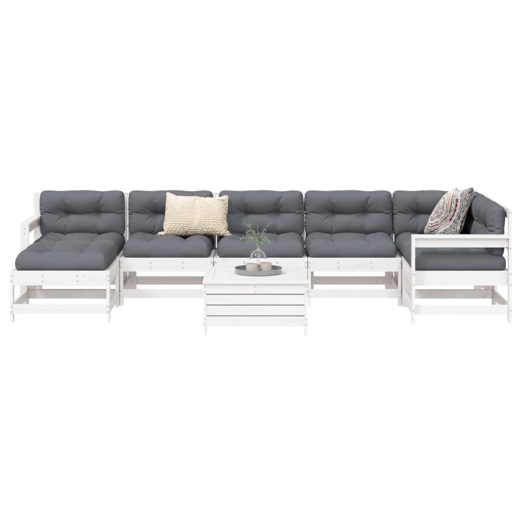 8-delige Loungeset massief grenenhout wit is nu te koop bij PeponiXL, paradijselijk wonen!