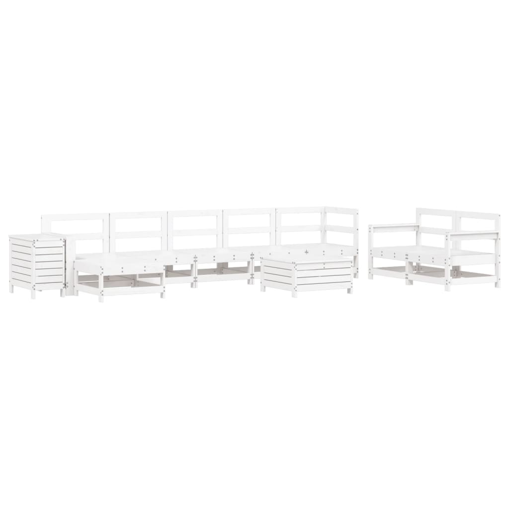 10-delige Loungeset massief grenenhout wit is nu te koop bij PeponiXL, paradijselijk wonen!