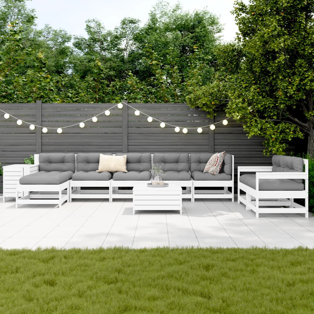 10-delige Loungeset massief grenenhout wit is nu te koop bij PeponiXL, paradijselijk wonen!