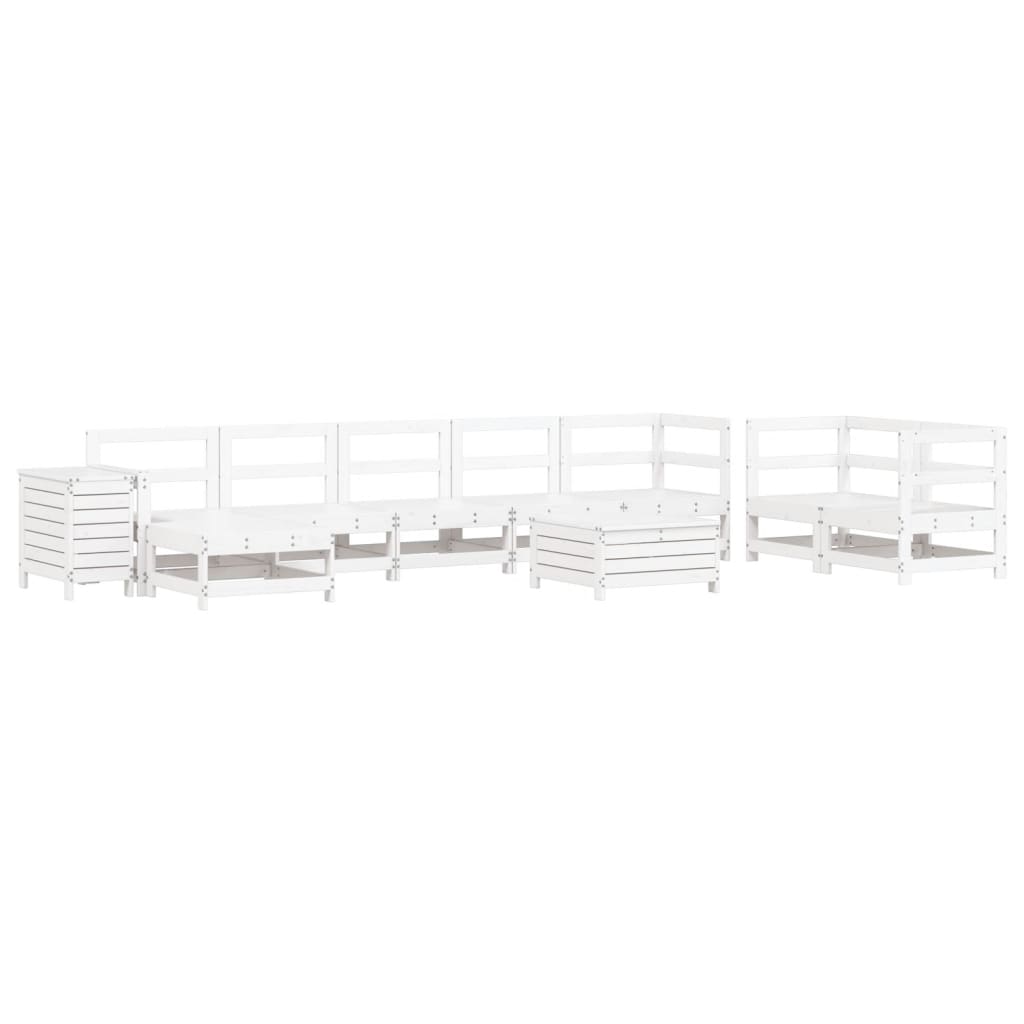 10-delige Loungeset massief grenenhout wit