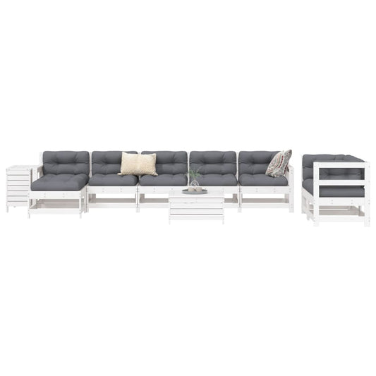 10-delige Loungeset massief grenenhout wit is nu te koop bij PeponiXL, paradijselijk wonen!