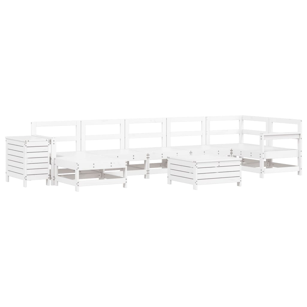 9-delige Loungeset massief grenenhout wit