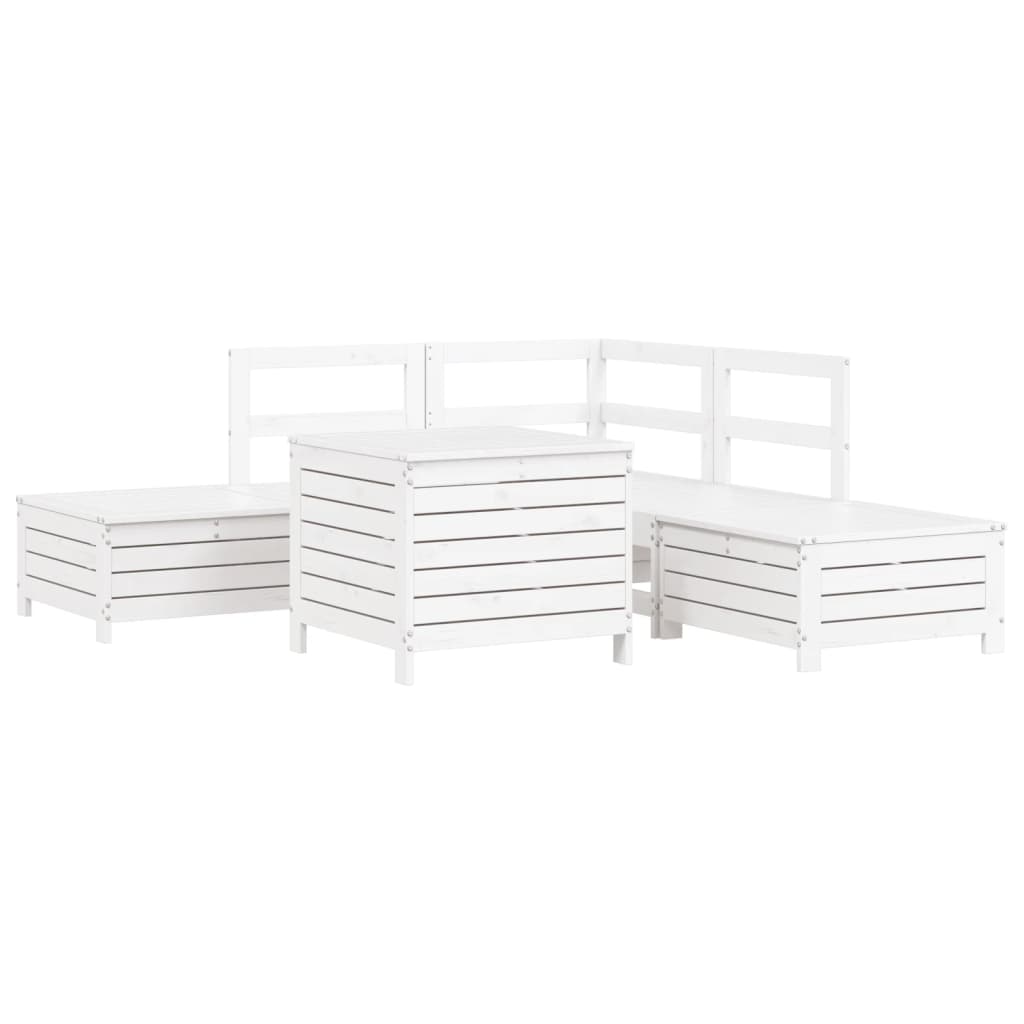 6-delige Loungeset massief grenenhout wit is nu te koop bij PeponiXL, paradijselijk wonen!