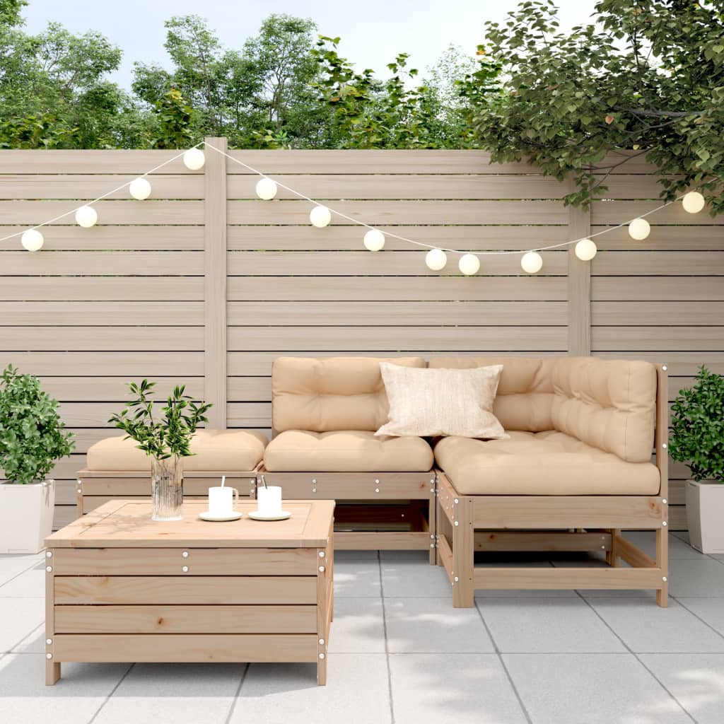 5-delige Loungeset met kussens massief grenenhout is nu te koop bij PeponiXL, paradijselijk wonen!