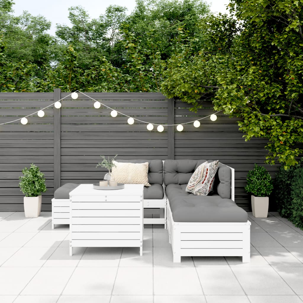 6-delige Loungeset massief grenenhout wit is nu te koop bij PeponiXL, paradijselijk wonen!