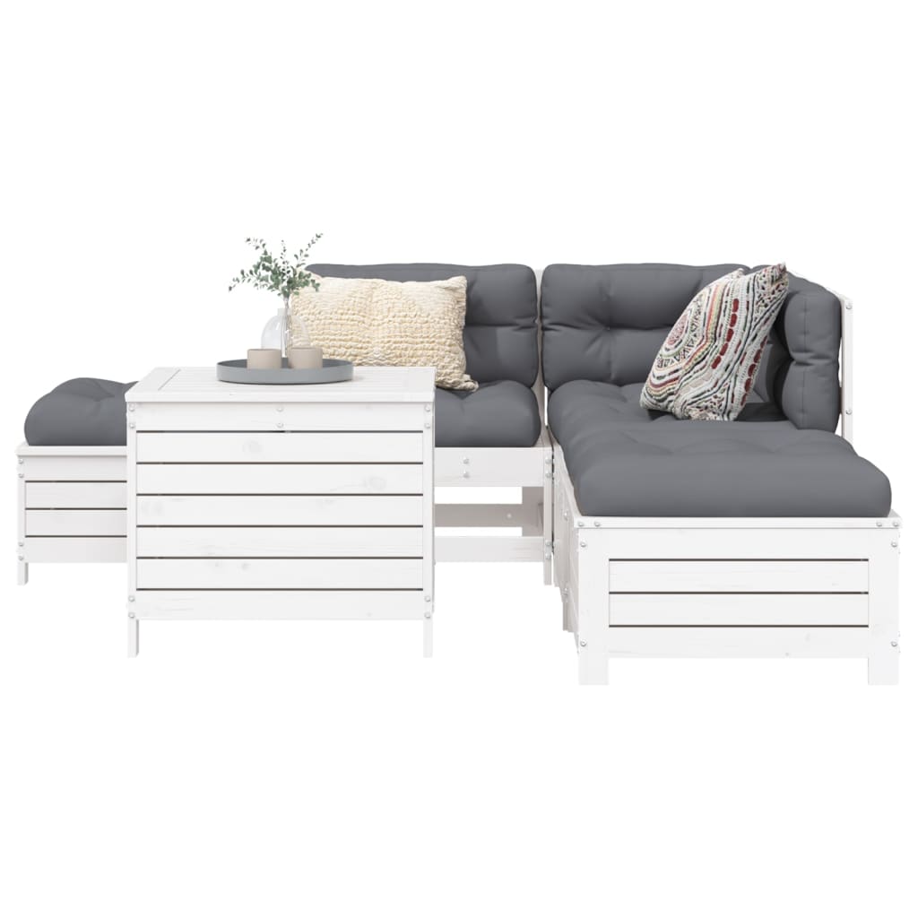 6-delige Loungeset massief grenenhout wit is nu te koop bij PeponiXL, paradijselijk wonen!