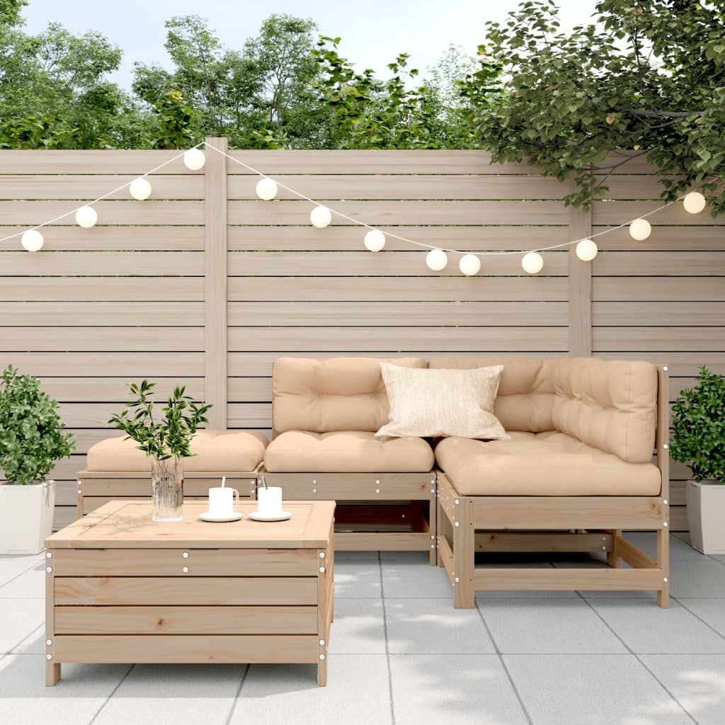 5-delige Loungeset met kussens massief grenenhout is nu te koop bij PeponiXL, paradijselijk wonen!