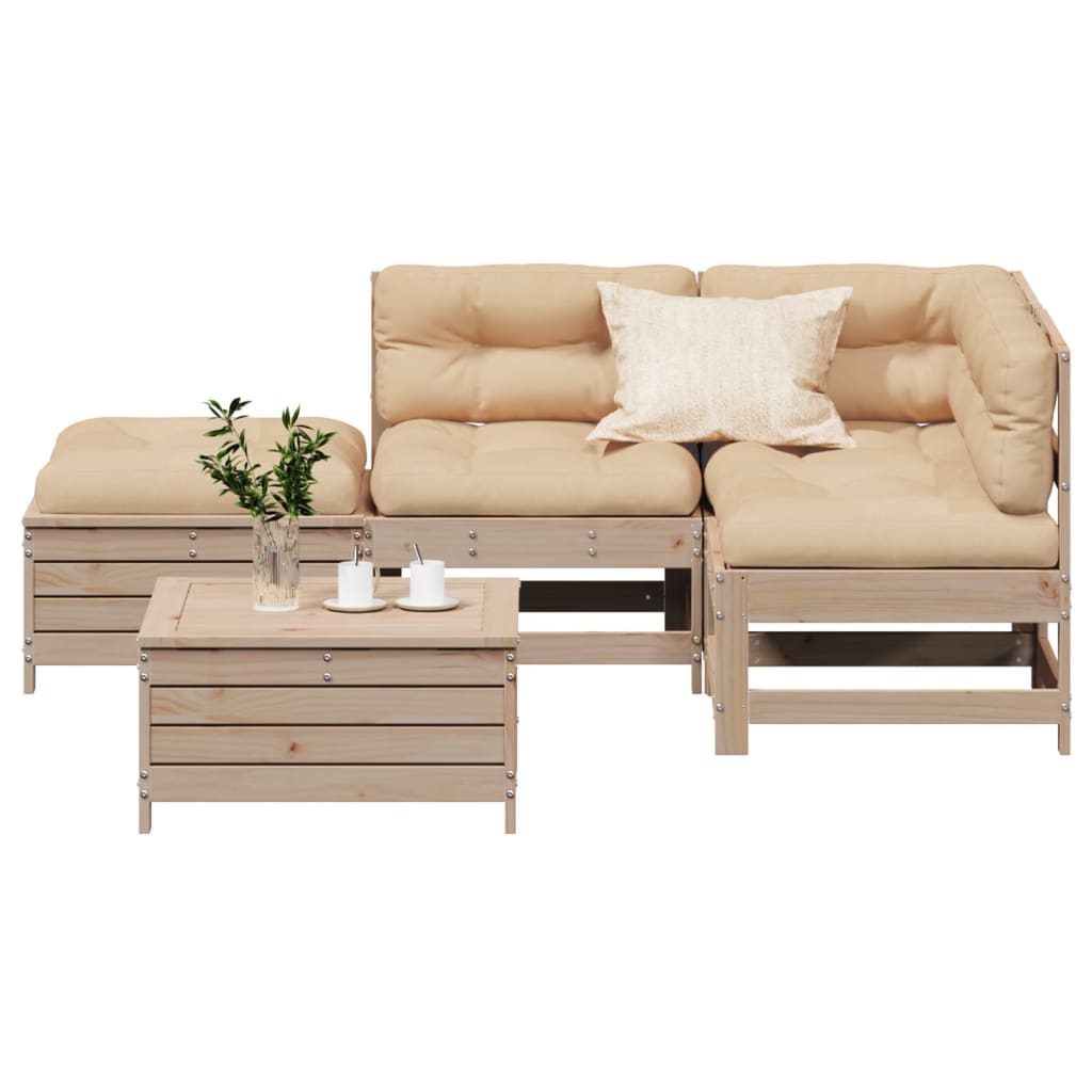 5-delige Loungeset met kussens massief grenenhout is nu te koop bij PeponiXL, paradijselijk wonen!