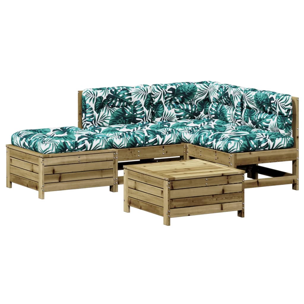 5-delige Loungeset met kussens geïmpregneerd grenenhout is nu te koop bij PeponiXL, paradijselijk wonen!