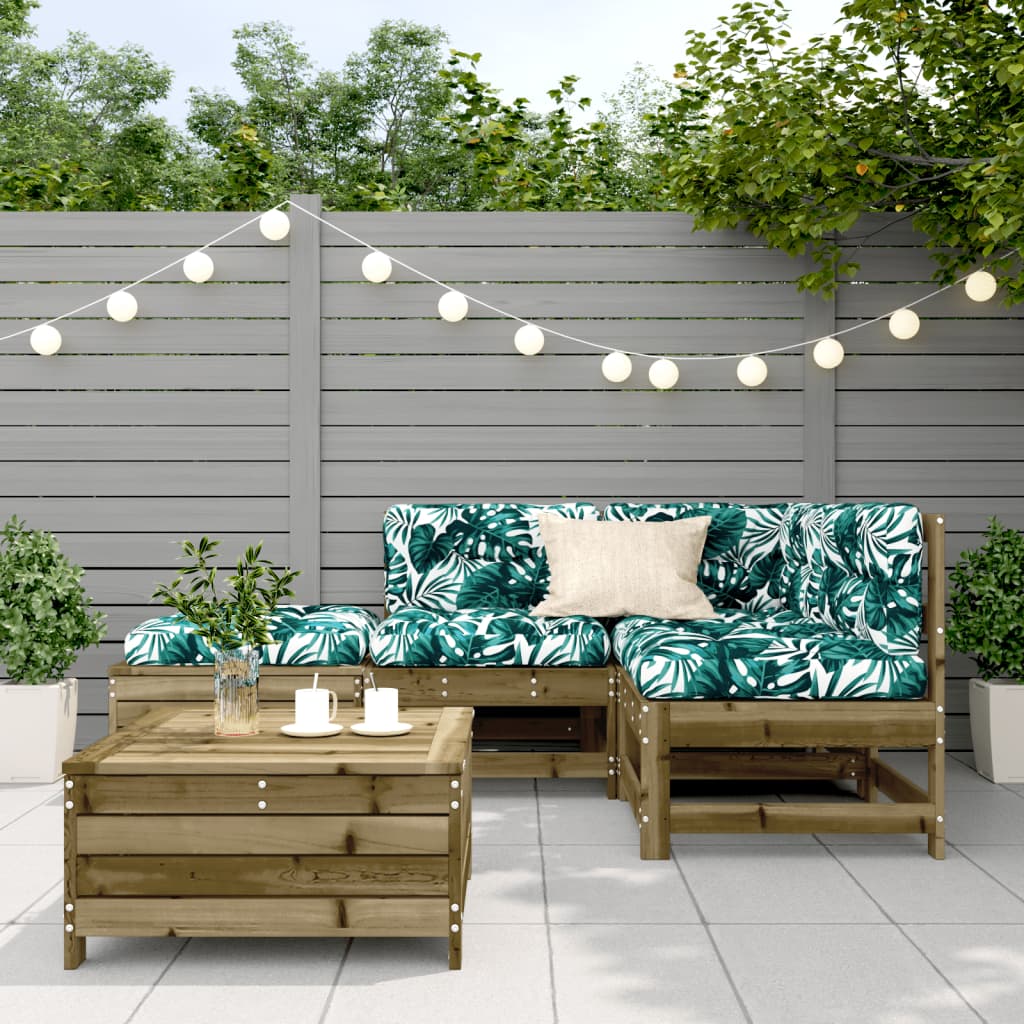 5-delige Loungeset met kussens geïmpregneerd grenenhout is nu te koop bij PeponiXL, paradijselijk wonen!