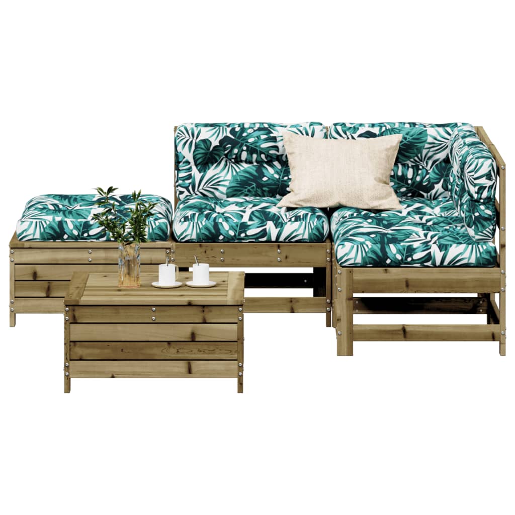 5-delige Loungeset met kussens geïmpregneerd grenenhout is nu te koop bij PeponiXL, paradijselijk wonen!