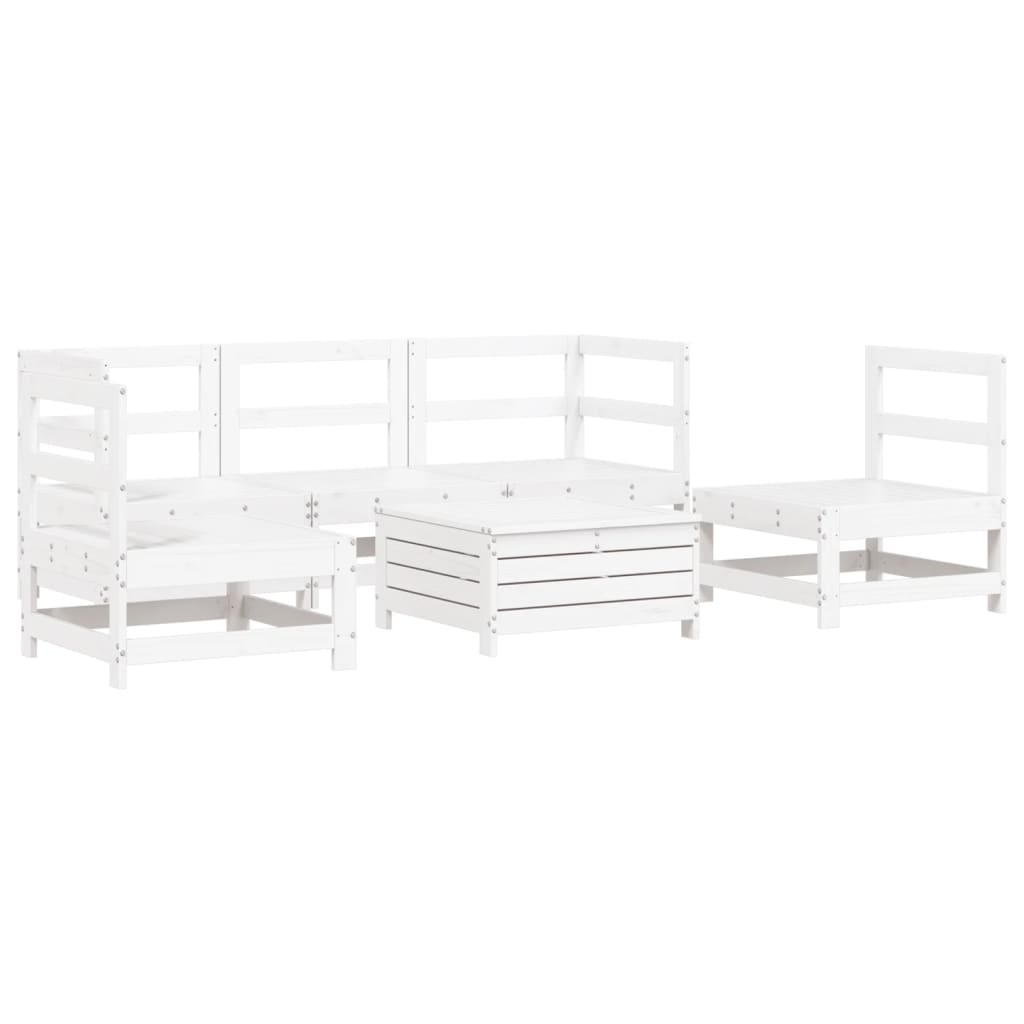 6-delige Loungeset massief grenenhout wit is nu te koop bij PeponiXL, paradijselijk wonen!
