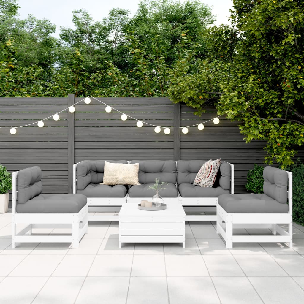 6-delige Loungeset massief grenenhout wit is nu te koop bij PeponiXL, paradijselijk wonen!