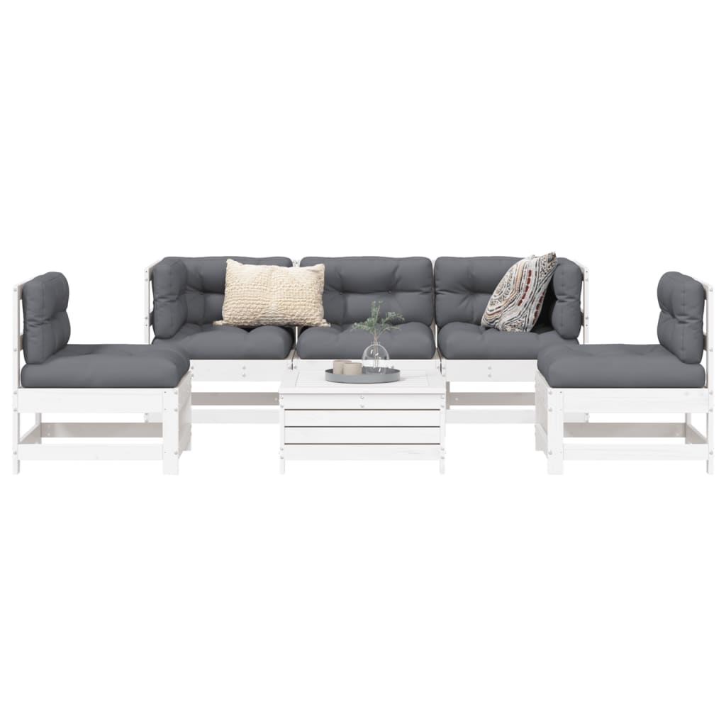 6-delige Loungeset massief grenenhout wit is nu te koop bij PeponiXL, paradijselijk wonen!