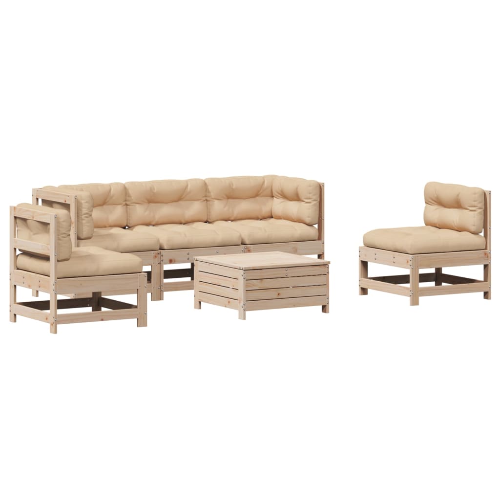 6-delige Loungeset met kussens massief grenenhout is nu te koop bij PeponiXL, paradijselijk wonen!