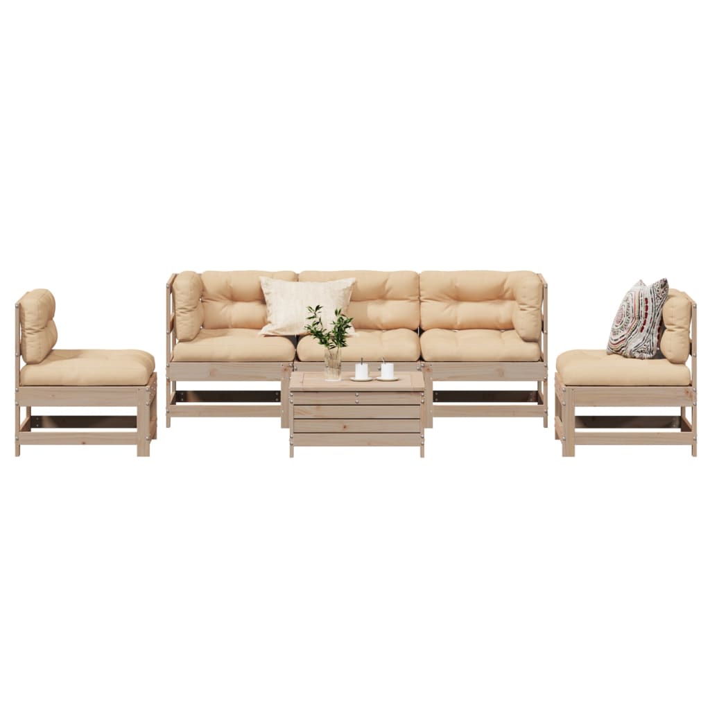 6-delige Loungeset met kussens massief grenenhout is nu te koop bij PeponiXL, paradijselijk wonen!